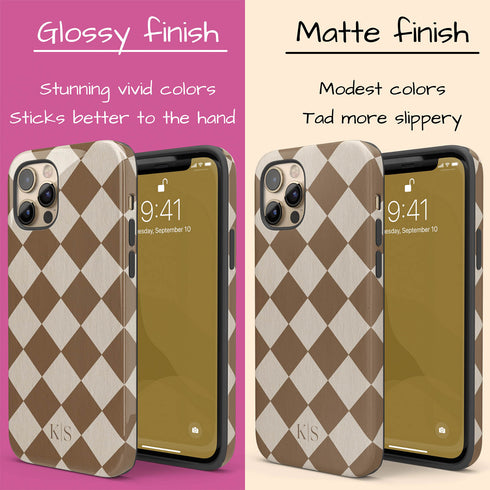 Custom Initials Argyle Checkerboard iPhone Case