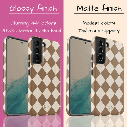 Custom Initials Argyle Checkerboard Galaxy Case