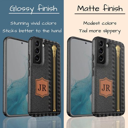 Personalized Denim Zipper Leather Patch Galaxy Case