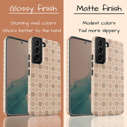 Custom Initials Floral Checkerboard Galaxy Case