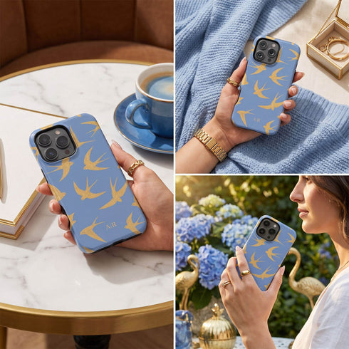 Personalized Golden Swallows iPhone Case