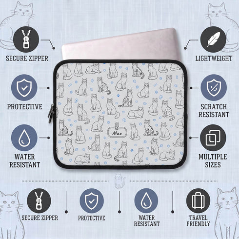 Personalized Cat Doodle Tag Laptop Sleeve