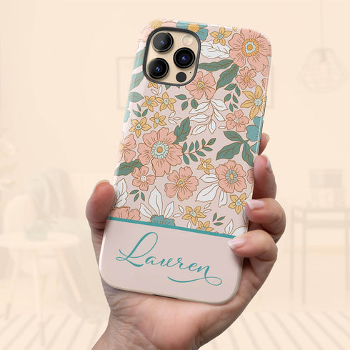 Custom Name Spring Floral Cottagecore iPhone Case