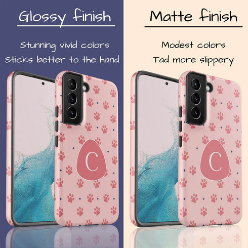 Custom Initials Cat Paws Galaxy Case