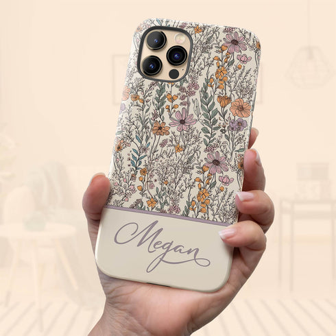 Custom Name Wildflower Meadows Cottagecore iPhone Case