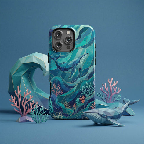 Personalized Polygon Glass Whale iPhone Case