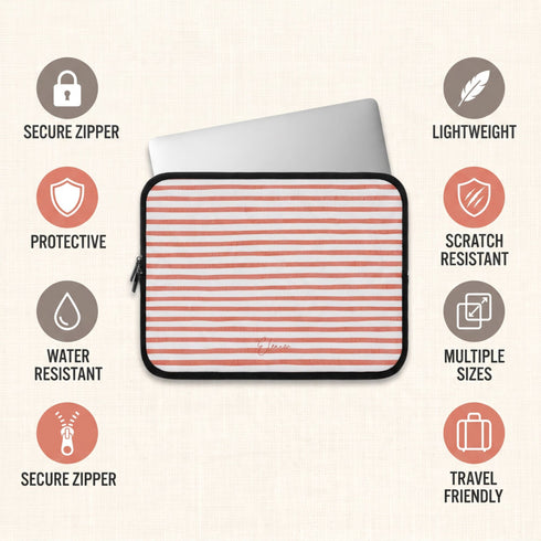Personalized Coastal Stripes Laptop Sleeve