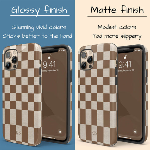 Custom Initials Retro Checkerboard iPhone Case