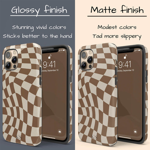 Custom Initials Wavy Groovy Checkerboard iPhone Case
