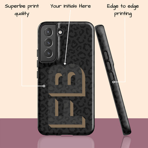 3D Initials Dark Leopard Galaxy Case - Vertical