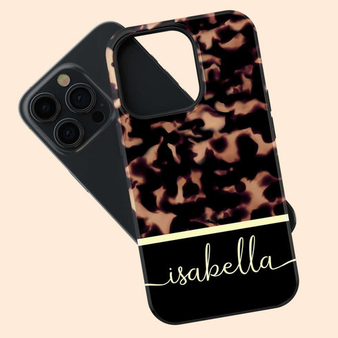 Custom Name Dark Tortoiseshell iPhone Case
