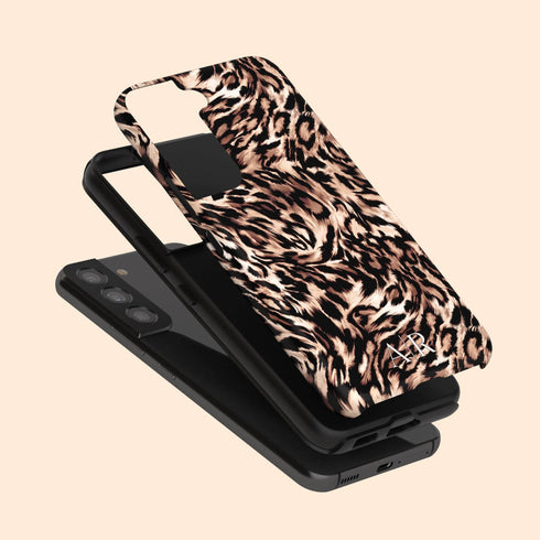 Custom Monogram Initials Fierce Leopard Galaxy Case