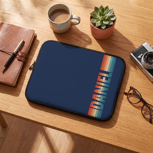 Personalized Retro Rainbow Stripes Laptop Sleeve