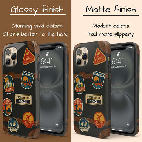 Personalized Vintage Suitcase Sticker iPhone Case