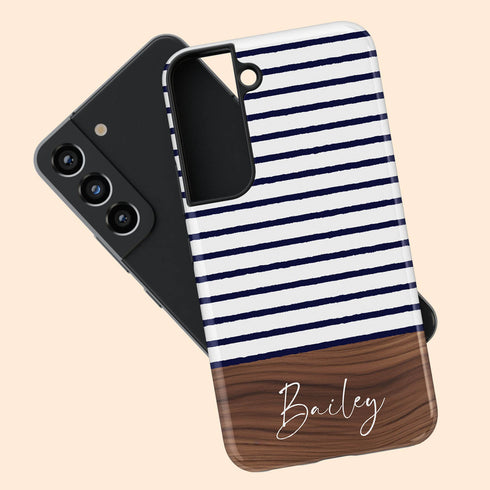 Custom Name Rustic Wood Stripes Galaxy Case