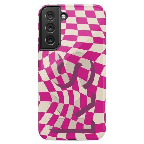 Groovy Checkerboard 3D Initials Galaxy Case