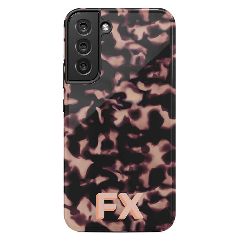 3D Custom Initials Dark Tort Galaxy Case - Centered
