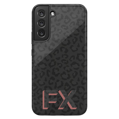 Custom 3D Initials Dark Leopard Galaxy Case - Centered