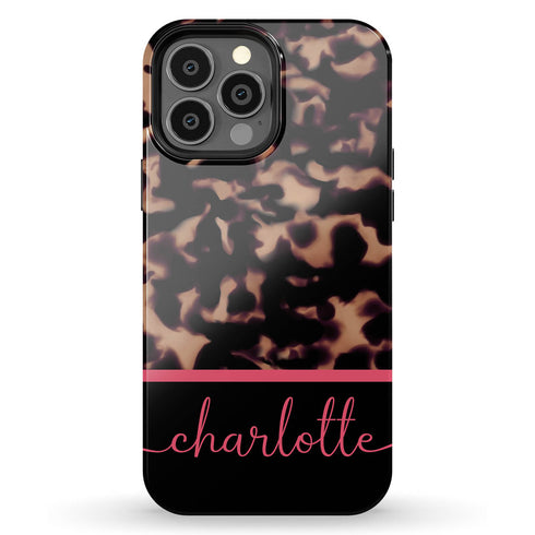 Custom Name Dark Tortoiseshell iPhone Case