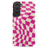 Custom Initials Wavy Groovy Checkerboard Galaxy Case