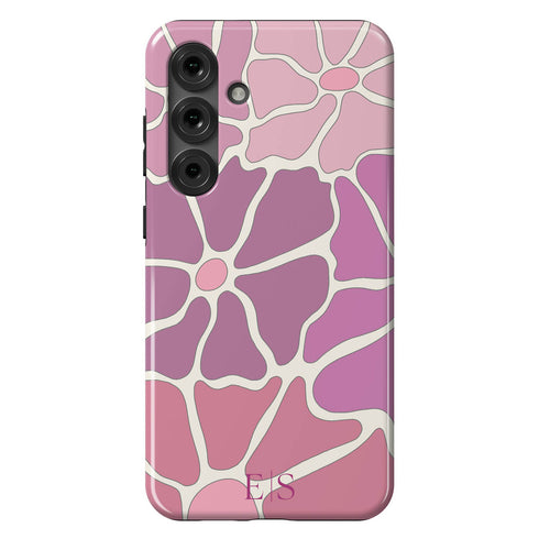 Custom Initials Abstract Flowers Galaxy Case - V2