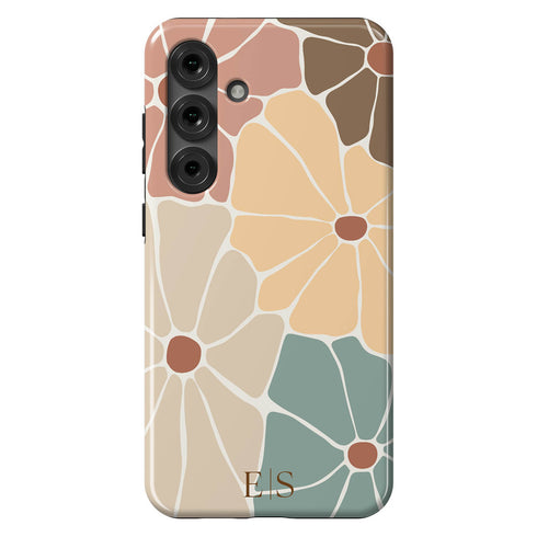 Custom Initials Abstract Flowers Galaxy Case - V1
