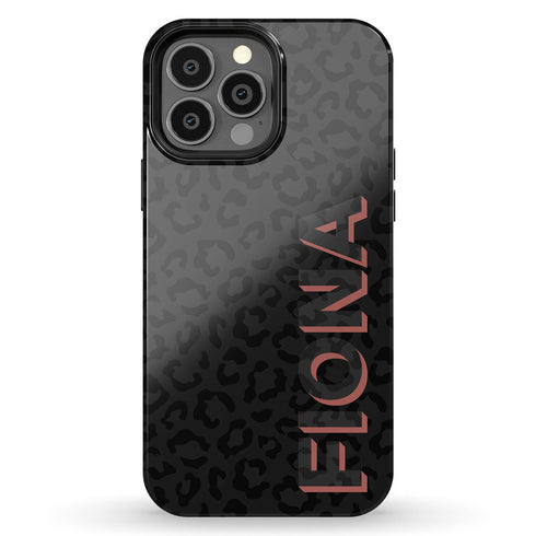 3D Custom Name Dark Leopard iPhone Case