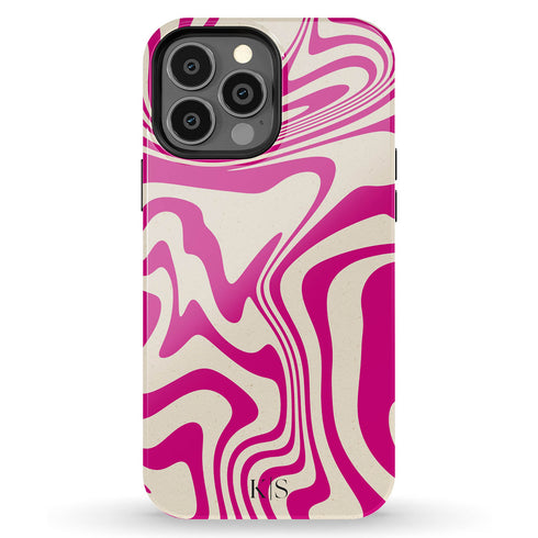 Custom Initials Swirl Wavy Marble iPhone Case