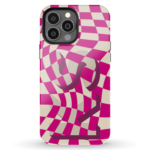 Groovy Checkerboard 3D Initials iPhone Case