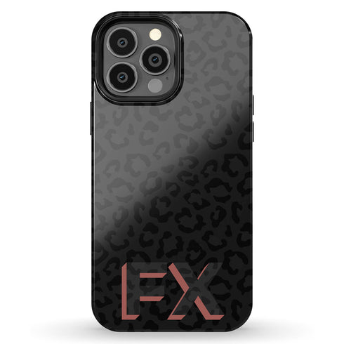 Custom 3D Initials Dark Leopard iPhone Case - Centered