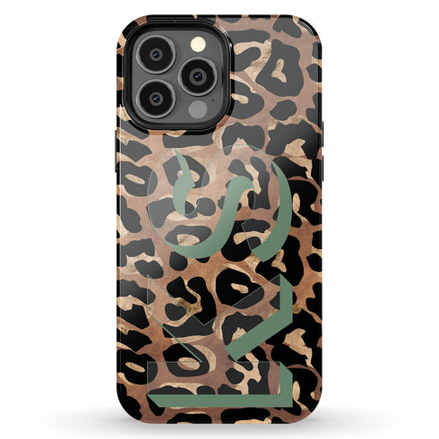 Wild Metallic Leopard 3D Initials iPhone Case