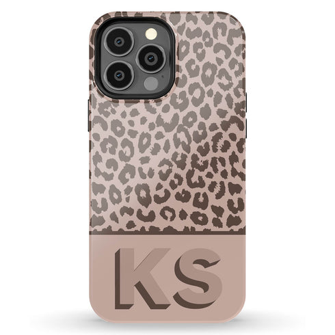 Boho Leopard 3D Initials iPhone Case