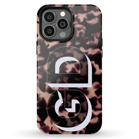 3D Camo Initials Dark Tort iPhone Case