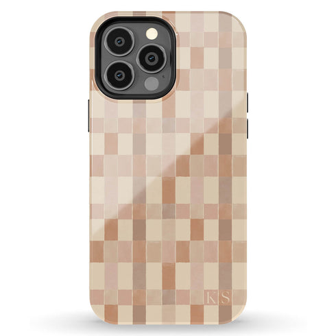 Custom Initials Tartan Plaid Checkerboard iPhone Case