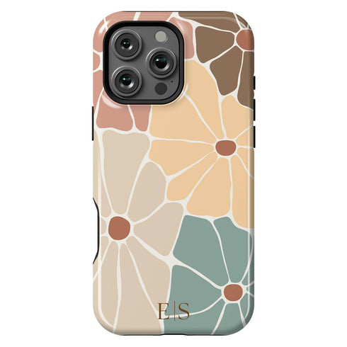 Custom Initials Abstract Flowers iPhone Case - V1