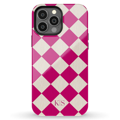 Custom Initials Argyle Checkerboard iPhone Case