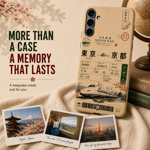 Personalized Vintage Japanese Train Ticket Galaxy Case