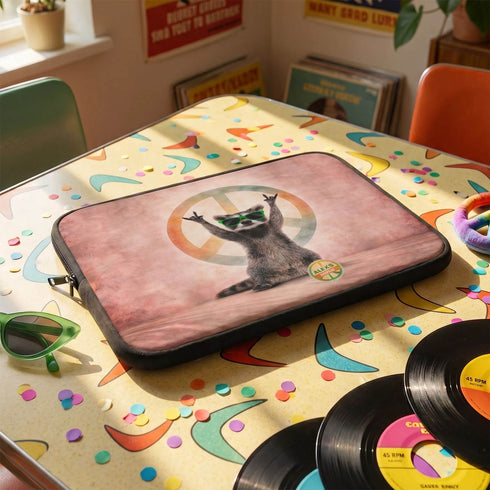 Personalized Groovy Raccoon Laptop Sleeve