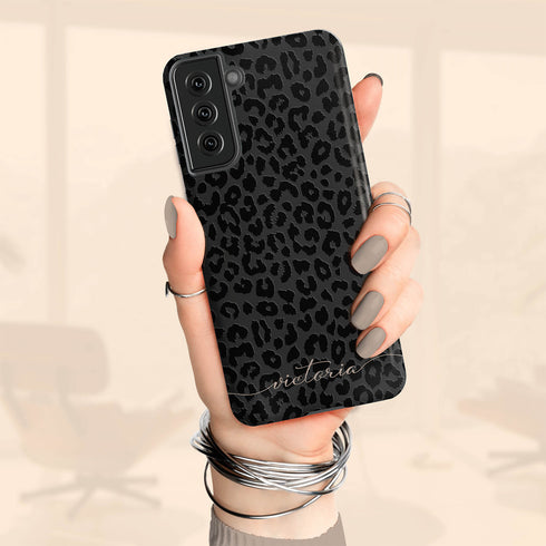 Leopard Custom Calligraphy Name Galaxy Case - Horizontal