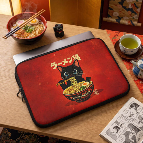 Personalized Ramen Cat Laptop Sleeve