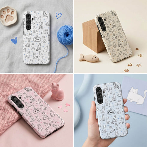 Personalized Cat Doodle Tag Galaxy Case