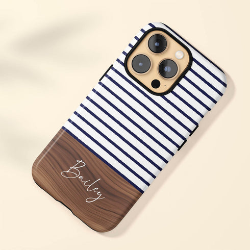 Custom Name Rustic Wood Stripes iPhone Case