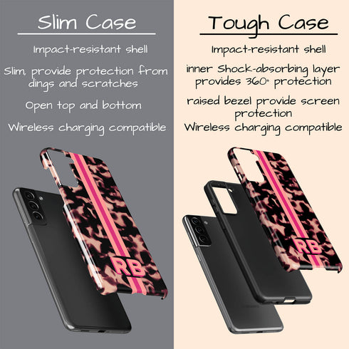 3D Striped Pattern Initials Dark Tort Galaxy Case