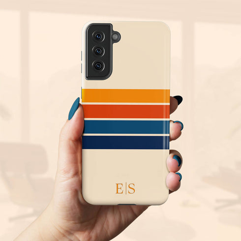 Custom Initials Retro Stripes Galaxy Case