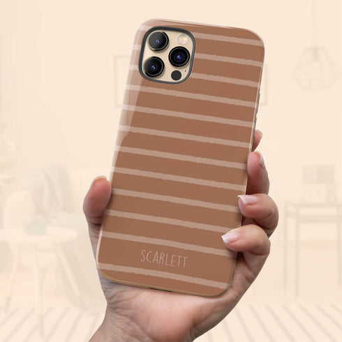 Custom Name Earth Tone Stripes iPhone Case