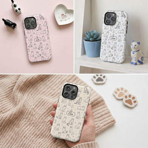 Personalized Cat Doodle Tag iPhone Case