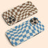 Custom Initials Wavy Groovy Checkerboard iPhone Case