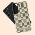 Custom Name Retro Geometric Checkerboard Galaxy Case