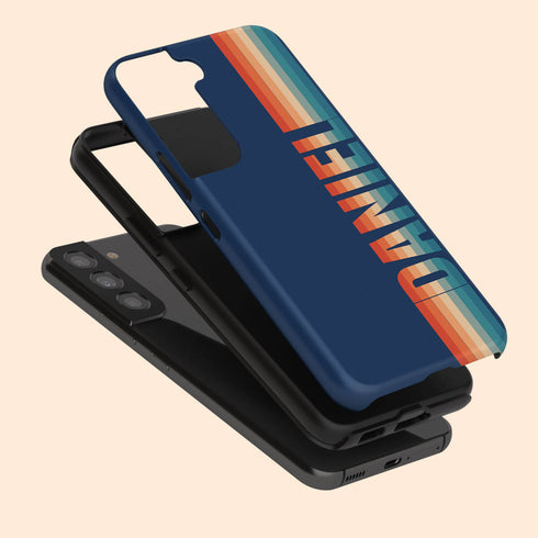 Custom Name Retro Rainbow Stripes Galaxy Case