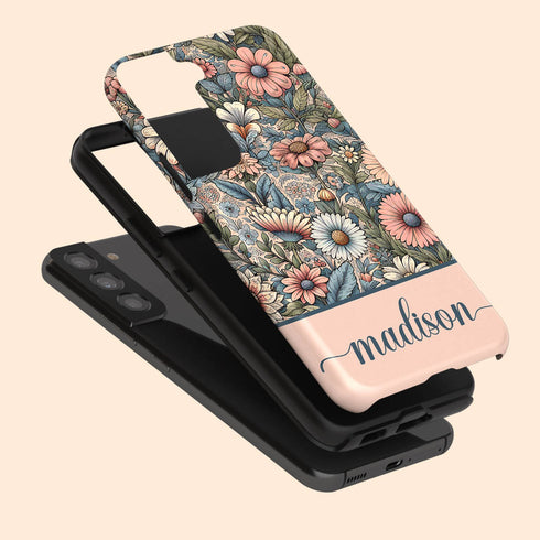 Custom Name Botanical Wildflowers Meadows Galaxy Case